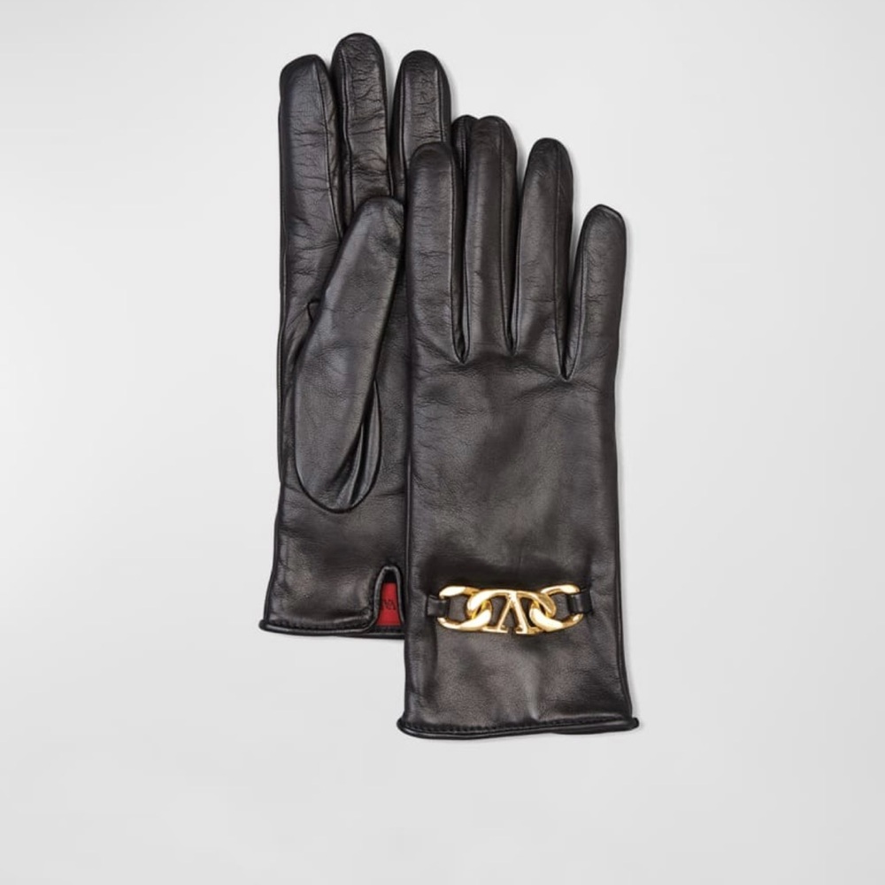 Valentino Garavani NWT VLOGO Chain Leather Gloves